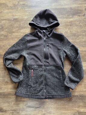 Canada Weather Gear Women's Heather Charcoal Full-Zip Hoodie Light Weight Jacket